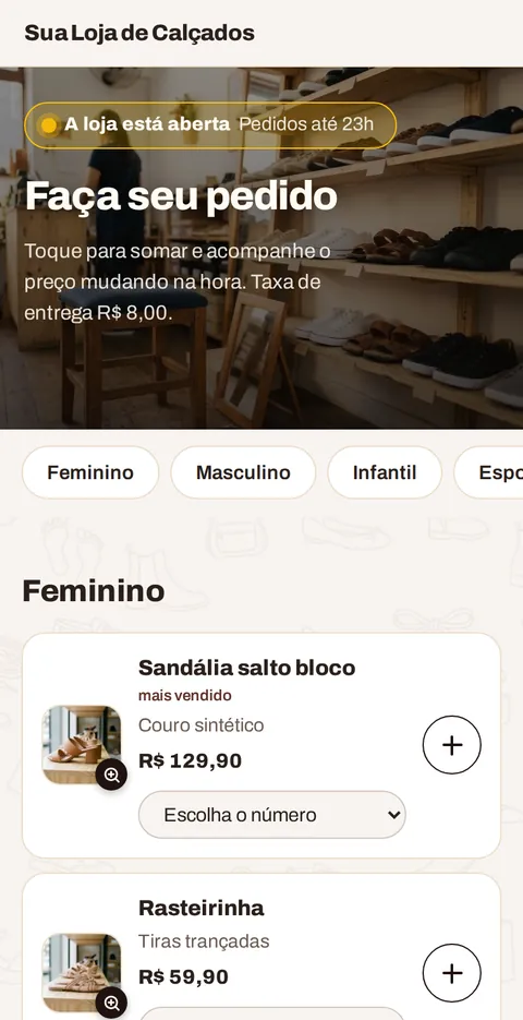 O catálogo no celular do cliente