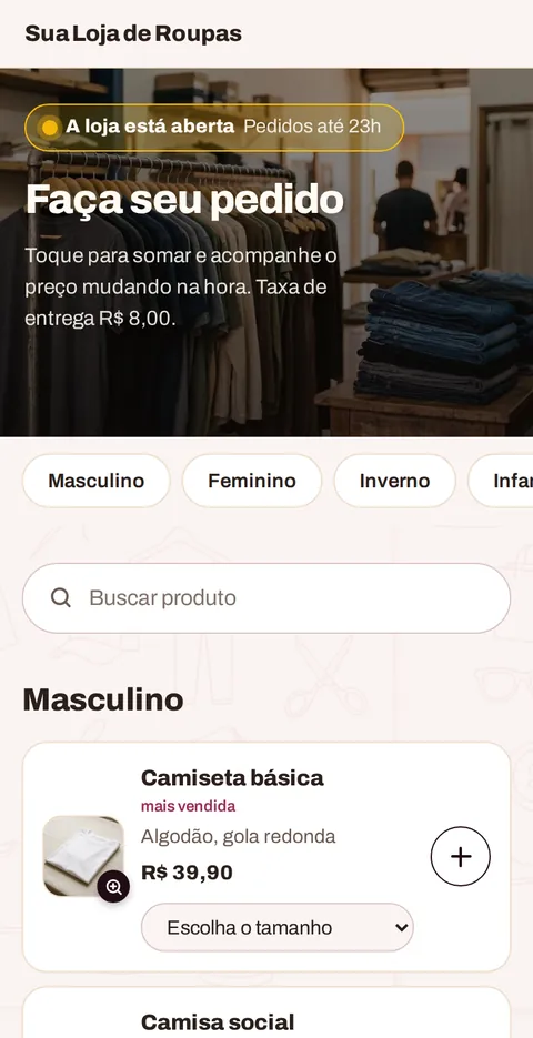 O catálogo no celular do cliente
