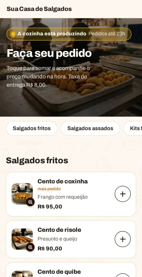 O cardápio no celular do cliente